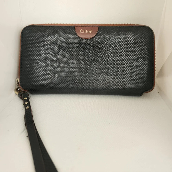 Chloe Black Pebbled Leather Zip Around Wallet - Picture 1 of 13